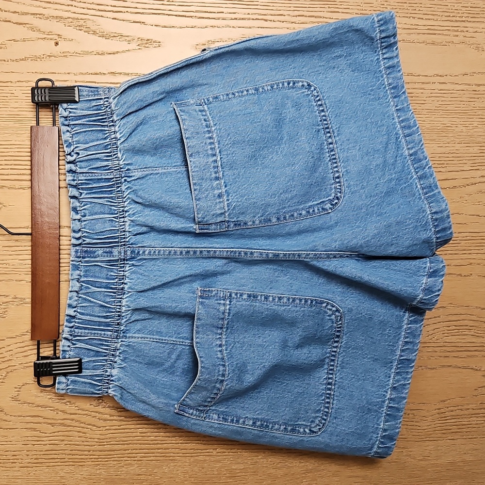 Madewell Paper Bag Light Blue High-Rise Denim Shorts - Picture 3 of 8